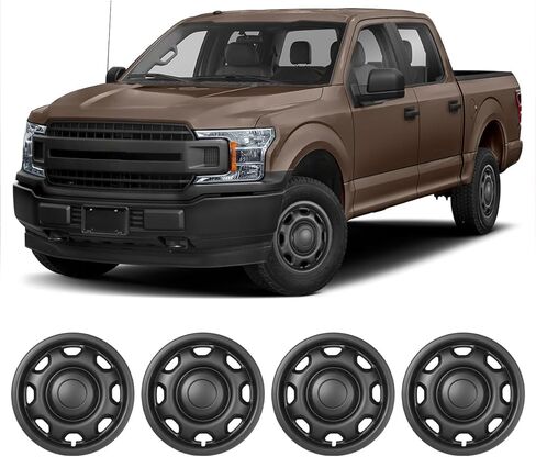 CPW 17 بوصة Hubcaps مناسبة لـ Ford F-150 2010-2025، غطاء إطارات العجلات مناسب لـ Ford F-150 Hybrid 2021-2025، أغطية محور من مادة ABS والكمبيوتر الشخصي متوافقة مع مجموعة عجلات فولاذية مكونة من 4 قطع (أسود غير لامع، 4 عبوات) in Kuwait