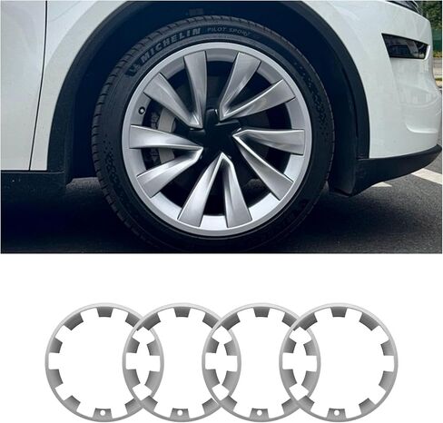 4PCS Wheel Rim Protector for Tesla Model Y Juniper 2025 2026 20 Inches ABS+PC Wheel Hubcaps Protect Cover Car Exterior Accessories(Silver) in Kuwait