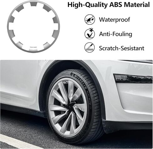 4PCS Wheel Rim Protector for Tesla Model Y Juniper 2025 2026 20 Inches ABS+PC Wheel Hubcaps Protect Cover Car Exterior Accessories(Silver) in Kuwait