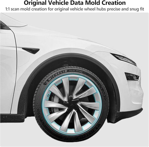 4PCS Wheel Rim Protector for Tesla Model Y Juniper 2025 2026 20 Inches ABS+PC Wheel Hubcaps Protect Cover Car Exterior Accessories(Silver) in Kuwait