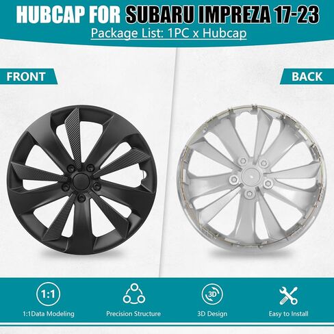 Hubcap Wheel Hub Cover for Subaru Impreza 2017 2018 2019 2020 2021 2022 2023 Accessories, OEM Style Custom Replacement Wheel Cap Tire Hub Lossless Installation Hub Cap, Matte Black 16 Inch 1PC in Saudi Arabia