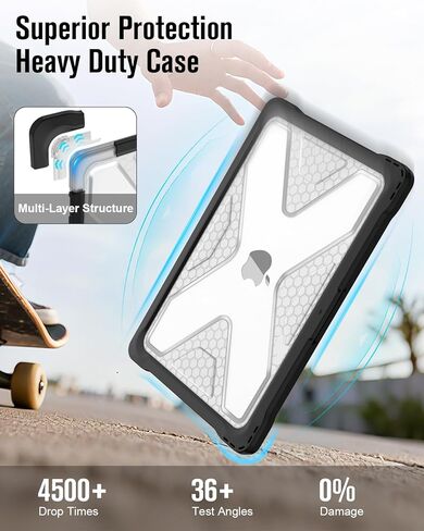Fintie Case for MacBook Neo 13 inch (2026 Release, Model A3404) - Shockproof Hard Shell Protective Cover with TPU Border, Heavy Duty Rugged MacBook Neo Cover for Work Travel Study Daily Use (Clear) in Kuwait
