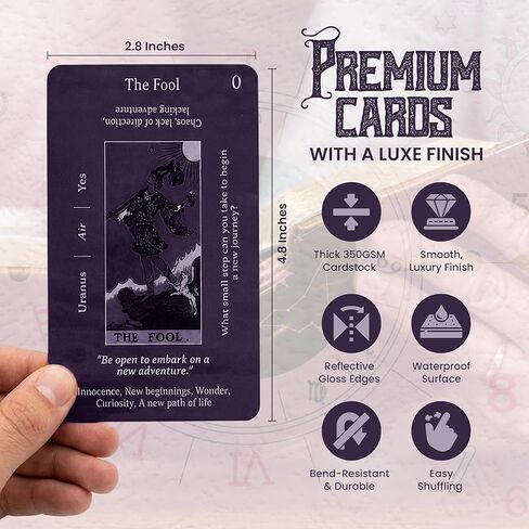 Tarot Cards with Guidebook | with Meanings on Them | Tarot Wrap Pouch with Placements | Purple & Pink Designs | Perfect for Beginners & Experienced Practitioners in Saudi Arabia