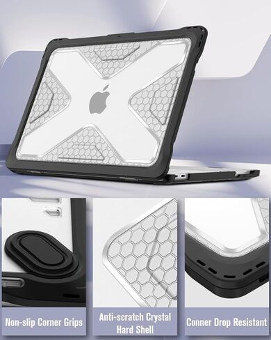 Fintie Case for MacBook Neo 13 inch (2026 Release, Model A3404) - Shockproof Hard Shell Protective Cover with TPU Border, Heavy Duty Rugged MacBook Neo Cover for Work Travel Study Daily Use (Clear) in Kuwait