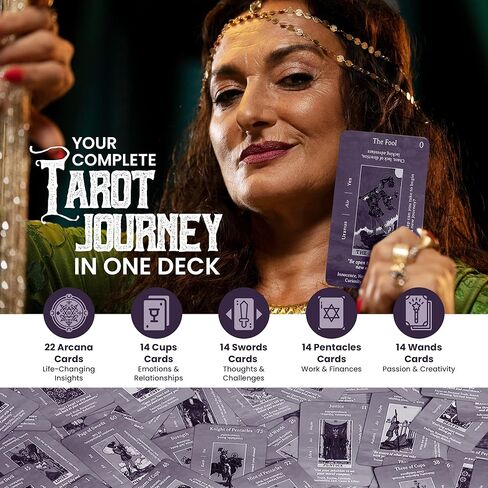 Tarot Cards with Guidebook | with Meanings on Them | Tarot Wrap Pouch with Placements | Purple & Pink Designs | Perfect for Beginners & Experienced Practitioners in Saudi Arabia