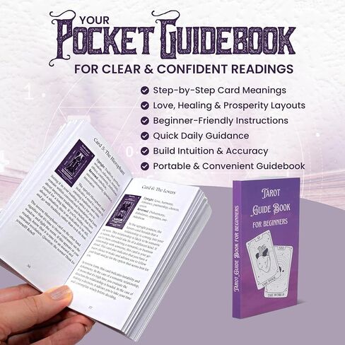 Tarot Cards with Guidebook | with Meanings on Them | Tarot Wrap Pouch with Placements | Purple & Pink Designs | Perfect for Beginners & Experienced Practitioners in Saudi Arabia