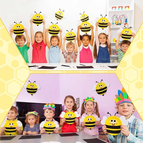 Ceenna 24 Set Bees Sign Craft Kits Bee Paper Plate DIY Felt Bee Cutouts for Summer Honey Baby Shower Birthday Wedding Party Decoraction Crafts Activity Holiday Supplies in Kuwait