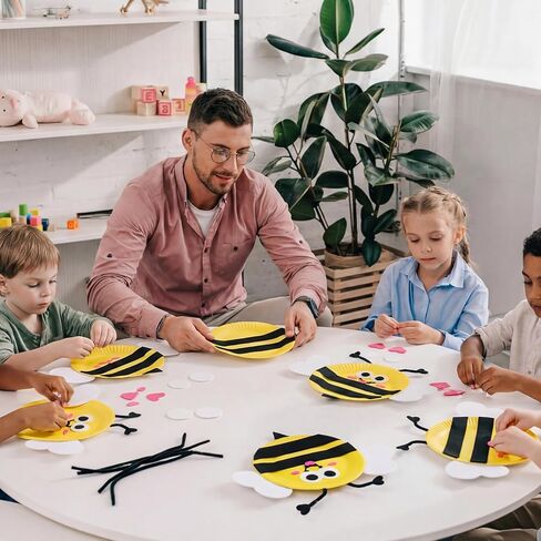 Ceenna 24 Set Bees Sign Craft Kits Bee Paper Plate DIY Felt Bee Cutouts for Summer Honey Baby Shower Birthday Wedding Party Decoraction Crafts Activity Holiday Supplies in Kuwait