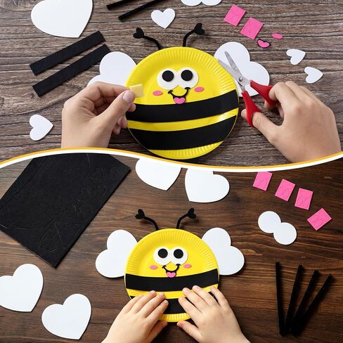 Ceenna 24 Set Bees Sign Craft Kits Bee Paper Plate DIY Felt Bee Cutouts for Summer Honey Baby Shower Birthday Wedding Party Decoraction Crafts Activity Holiday Supplies in Kuwait