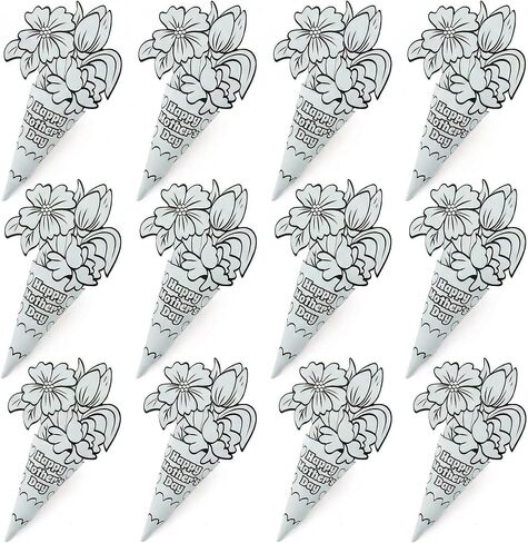 Fun Express Paper Flower Bouquet Kit for Kids - 12 DIY Flower Craft Kits for Mothers Day Crafts for Kids Classroom | Color Your Own Flower Making Kit for Spring Crafts & Bulk Crafts for Kids Projects in Saudi Arabia