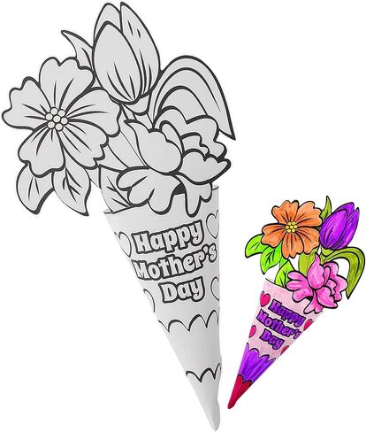 Fun Express Paper Flower Bouquet Kit for Kids - 12 DIY Flower Craft Kits for Mothers Day Crafts for Kids Classroom | Color Your Own Flower Making Kit for Spring Crafts & Bulk Crafts for Kids Projects in Saudi Arabia