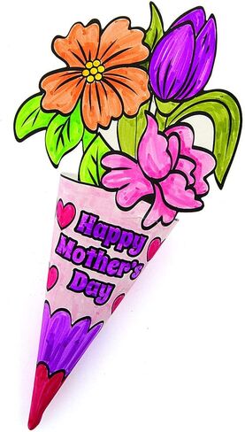 Fun Express Paper Flower Bouquet Kit for Kids - 12 DIY Flower Craft Kits for Mothers Day Crafts for Kids Classroom | Color Your Own Flower Making Kit for Spring Crafts & Bulk Crafts for Kids Projects in Saudi Arabia