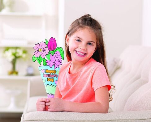 Fun Express Paper Flower Bouquet Kit for Kids - 12 DIY Flower Craft Kits for Mothers Day Crafts for Kids Classroom | Color Your Own Flower Making Kit for Spring Crafts & Bulk Crafts for Kids Projects in Saudi Arabia