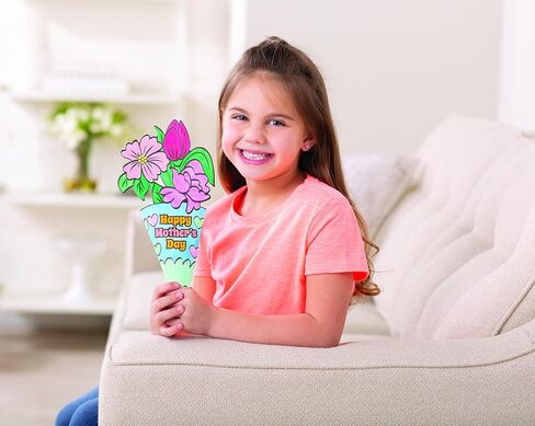 Fun Express Paper Flower Bouquet Kit for Kids - 12 DIY Flower Craft Kits for Mothers Day Crafts for Kids Classroom | Color Your Own Flower Making Kit for Spring Crafts & Bulk Crafts for Kids Projects in Saudi Arabia