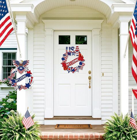 24Pcs Patriotic Coloring Wreath Crafts, 4th of July Color Your Own Paper Crafts Hanging Ornament for Memorial Independence Day Classroom DIY Art Activity Games USA American Holiday Home Decor Supplies in Saudi Arabia