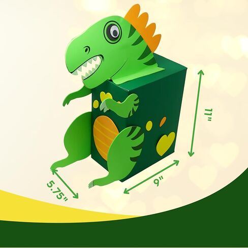 4E's Novelty DIY Dinosaur Valentines Card Box Craft Kit - Makes 1 Valentines Day Crafts for Kids, Valentine Mailbox for Classroom Exchange Party Activity Mail Box Crafts for Kids Girls Boys in Kuwait
