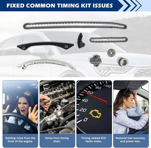 204PT Engine Timing Chain Kit Compatible with Discovery Range Evoque Freelander 2.0 LR066543 LR025263 LR025000 LR025632 LR095137 LR079625 in Kuwait