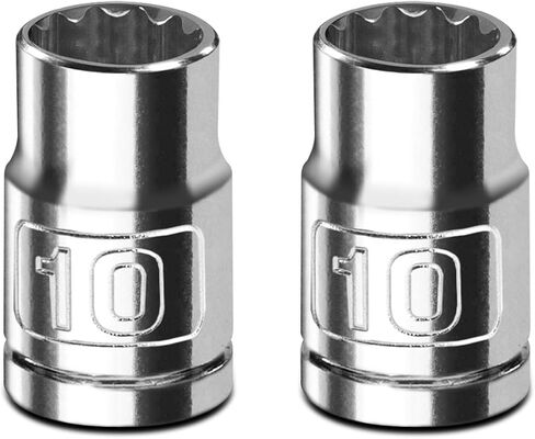 2PCS 3/8" Drive 10mm Socket Set, Shallow, Mirror Finish, Cr-V Steel, 12-Point in Saudi Arabia