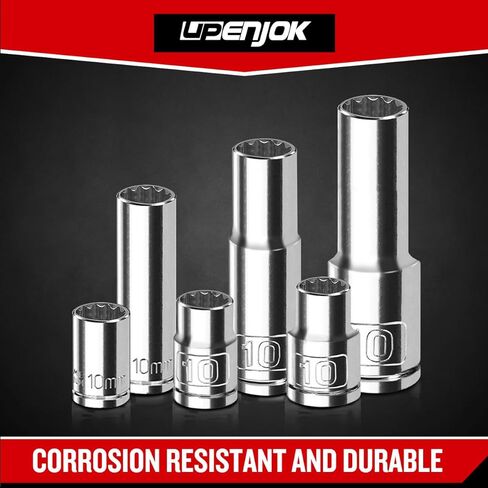 2PCS 3/8" Drive 10mm Socket Set, Shallow, Mirror Finish, Cr-V Steel, 12-Point in Saudi Arabia