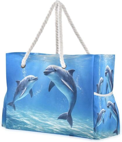 Beach Bag Dolphins Tote Travel Bag luggage bag Grocery Shopping Bag Carry Bag in Kuwait