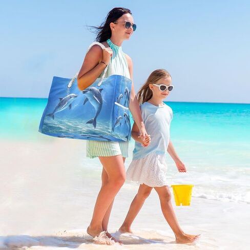 Beach Bag Dolphins Tote Travel Bag luggage bag Grocery Shopping Bag Carry Bag in Kuwait