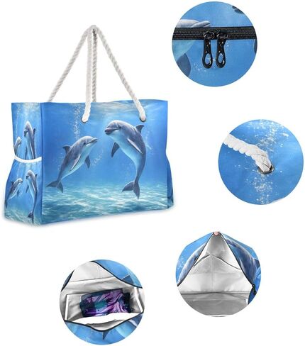 Beach Bag Dolphins Tote Travel Bag luggage bag Grocery Shopping Bag Carry Bag in Kuwait