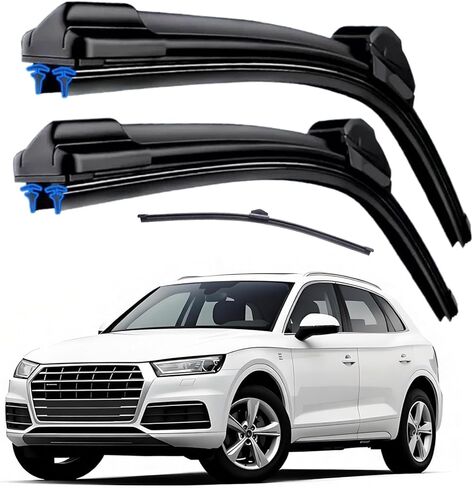 Dual Rubber Blade Windshield Wipers for Audi Q5 2018 2019 2020 2021 2022 2023 2024 2025 / Q3 2015-2018 Replacement Wiper Blades with Rear 24"+20"+15inch (For 2018-2025 Audi Q5) in Saudi Arabia