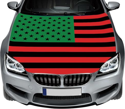 غطاء غطاء سيارة بعلم أمريكي أفريقي مقاس 4 × 5 قدم، نسيج بوليستر مرن، ملحقات السيارات القابلة للإزالة ديكور معظم السيارات والديكورات اليومية in Kuwait