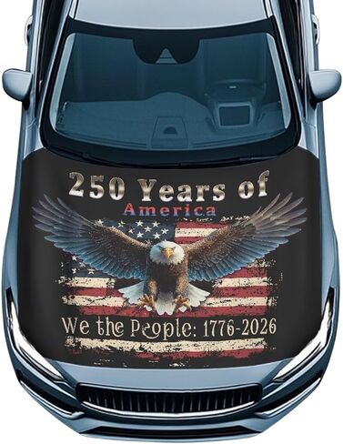 HUIACONG 250th Anniversary USA Car Hood Cover Protection for Sedan SUV Truck 4th of July Universal Auto Hood Cover Protector，1776-2026 Anniversary in Saudi Arabia