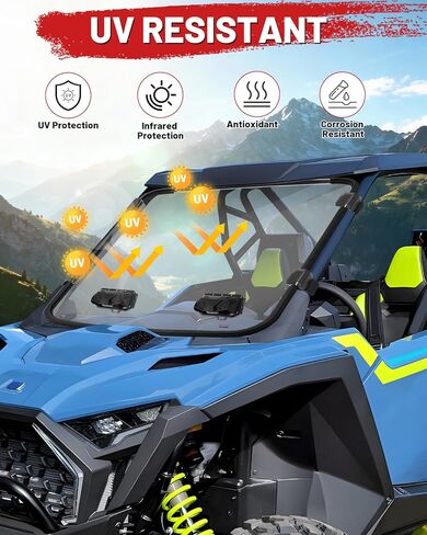 StarknightMT 2025+ RZR Pro زجاج أمامي مزود بفتحات تهوية ومقاوم للخدش ومغطى بطبقة صلبة من البولي كربونات متوافق مع Polaris RZR Pro XP/S 2025 2026، زجاج أمامي شفاف كامل مع فتحة تهوية قابلة للتعديل in Kuwait