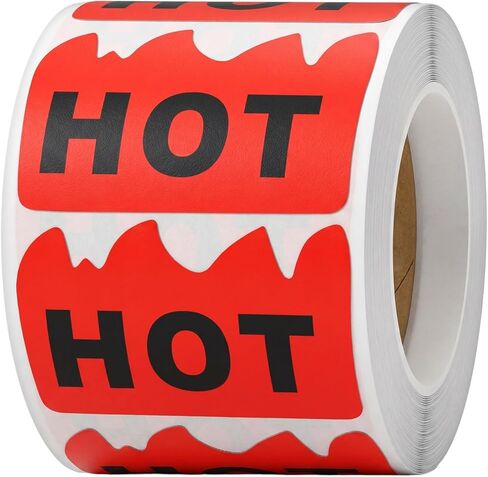 500 قطعة من ملصقات Rave Hot للمهرجانات الموسيقية، 2 × 1.2 بوصة مقاومة للماء فلورسنت أحمر حار لهب النار على شكل ملصقات علامات للمطاعم ومحلات السوبر ماركت والمتاجر والصلصة الحارة in Kuwait