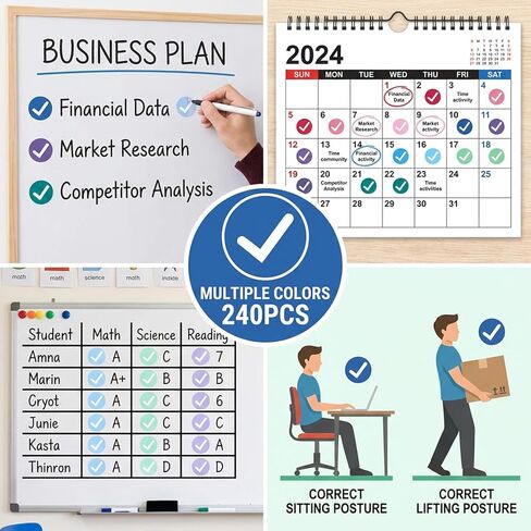 288 Pcs Cross Mark Stickers, Check Mark Stickers, Self Adhesive Peel and Stick Labels for Organizing Items, Inventory Management, Quality Control, Surveys, and Classroom Teaching Aids DIY Projects in Kuwait