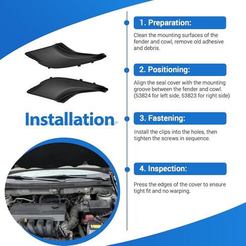 Front Fender to Cowl Side Seal Cover Fits for 2012-2014 Toyota Corolla Japan Axio Replace 53824-12011 53823-12021 in Kuwait