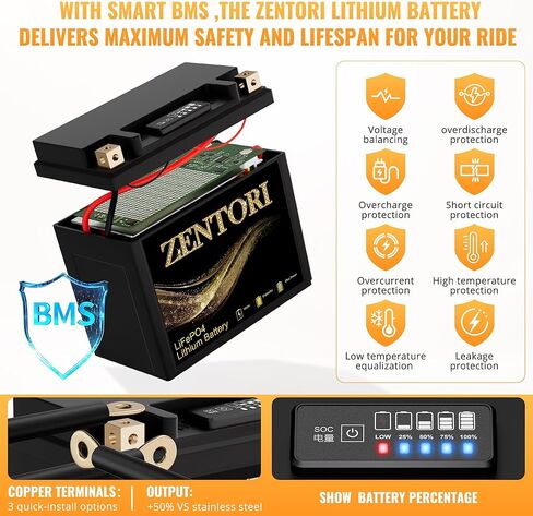 بطارية ليثيوم YTX9-BS، 300CCA 5Ah، تناسب ATV UTV Honda XR650، Kawasaki Ninja، KTM Duke، BMW C650 Evolution. بطارية دراجة نارية LiFePO4 4000 + دورات IP66 تحل محل YTZ9-BS / YTZ9 CTX9-BS ETX9-BS GTX9-BS in Kuwait
