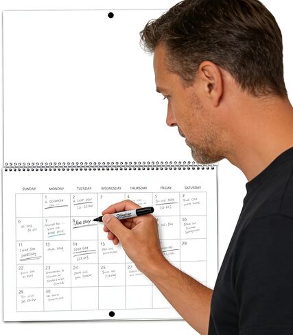 Customizable Blank Wall Calendar 12 Month Monthly Planner, Spiral Bound Hanging Calendar with Blank Top Area for Photos Stickers DIY Art, Thick Writeable Paper for Home Office Family Organizer in Saudi Arabia