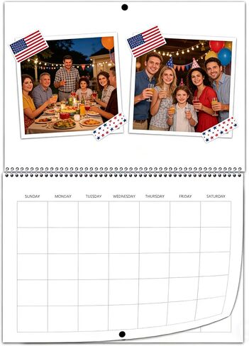 Customizable Blank Wall Calendar 12 Month Monthly Planner, Spiral Bound Hanging Calendar with Blank Top Area for Photos Stickers DIY Art, Thick Writeable Paper for Home Office Family Organizer in Saudi Arabia