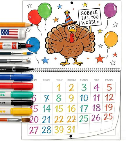 Customizable Blank Wall Calendar 12 Month Monthly Planner, Spiral Bound Hanging Calendar with Blank Top Area for Photos Stickers DIY Art, Thick Writeable Paper for Home Office Family Organizer in Saudi Arabia