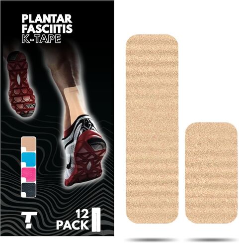 PF - Plantar Fasciitis Pain Relief Tape | 20 Count | Precut Kinesiology Tape for Plantar Fasciitis | Hypoallergenic and Sweatproof (Nude) in Saudi Arabia