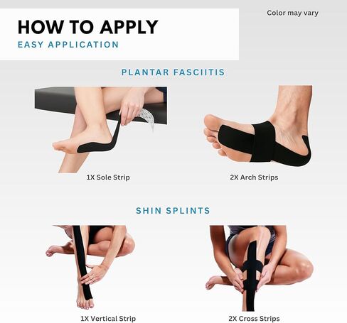 PF - Plantar Fasciitis Pain Relief Tape | 20 Count | Precut Kinesiology Tape for Plantar Fasciitis | Hypoallergenic and Sweatproof (Nude) in Saudi Arabia