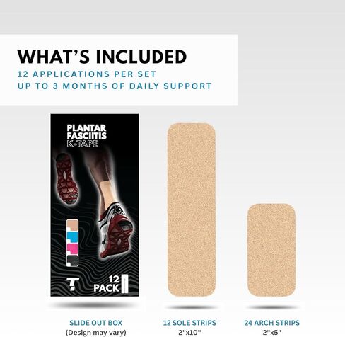PF - Plantar Fasciitis Pain Relief Tape | 20 Count | Precut Kinesiology Tape for Plantar Fasciitis | Hypoallergenic and Sweatproof (Nude) in Saudi Arabia