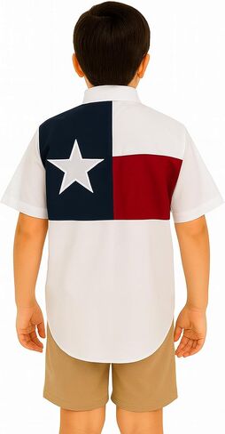 Childrens Texas Flag Fishing Shirt Short Sleeves in Saudi Arabia