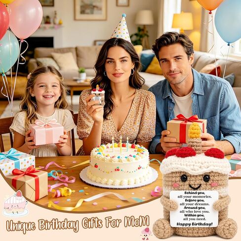 Mini Happy Birthday Gifts for Women Men Mom Sister Best Friend Daughter Funny Positive Handmade Crochet Cake 21st, 30th, 40th, 50th Birthday Decorations with Inspirational Card Unique Gift Ideas for Her Him in Saudi Arabia