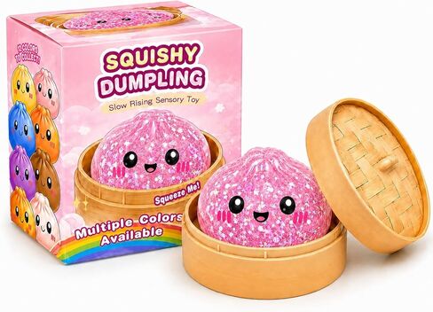 Glitter Dumpling Squishy - Soft TPR Bao Bun Squeeze Toy with Sparkly Filling, Stress Relief Sensory Fidget Toy, Cute Shiny Desk Toy, Collectible Gift for Teens and Adults (Pink) in Saudi Arabia