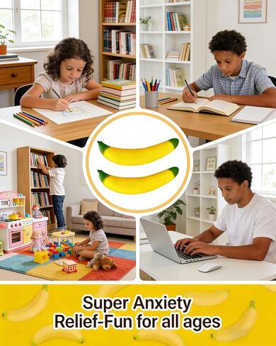 Big Taba Squishy Banana - ألعاب الموز الإسفنجية القابلة للتمدد مقاس 17 بوصة - لعبة تخفيف التوتر الحسية الواقعية فائقة النعومة والممتعة للأطفال والكبار | هدايا الحفلات، ألعاب مكتبية مهدئة in Kuwait