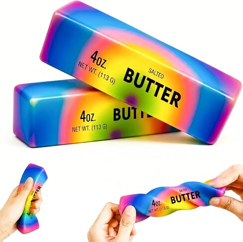 2PCS Butter Squishy, Slow Rising Squeeze Toys, New Realistic Butter Stick Squishy for Adults Anxiety and Stress Relief, Soft Fidget Toys Stress Balls, Sensory Desk Toy & Gift for Home Office School in Kuwait