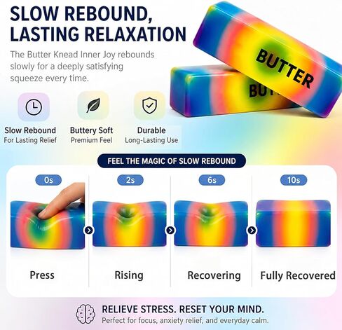2PCS Butter Squishy, Slow Rising Squeeze Toys, New Realistic Butter Stick Squishy for Adults Anxiety and Stress Relief, Soft Fidget Toys Stress Balls, Sensory Desk Toy & Gift for Home Office School in Kuwait