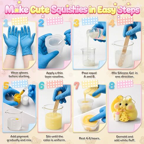 Funewest Taba Squishy Kit, Beginner-Friendly DIY Squishy Making Kits with Liquid Silicone and Molds, Make Your Own Soft Sensory Squishies, Flex Rubber Craft Gifts for Kids Girls 8-12 in Saudi Arabia