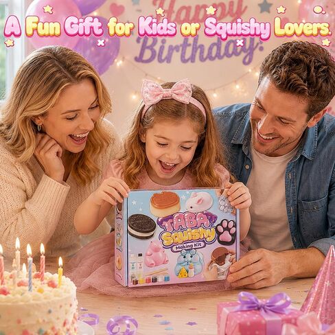 Funewest Taba Squishy Kit, Beginner-Friendly DIY Squishy Making Kits with Liquid Silicone and Molds, Make Your Own Soft Sensory Squishies, Flex Rubber Craft Gifts for Kids Girls 8-12 in Saudi Arabia