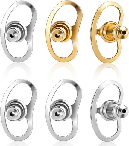 6 Pcs Earring Lifters Backs for Droopy Ears, Adjustable Secure Earring Lifters Backs for Heavy Earrings Locking Earring Replacement(4 Silver and 2 Gold) in Kuwait