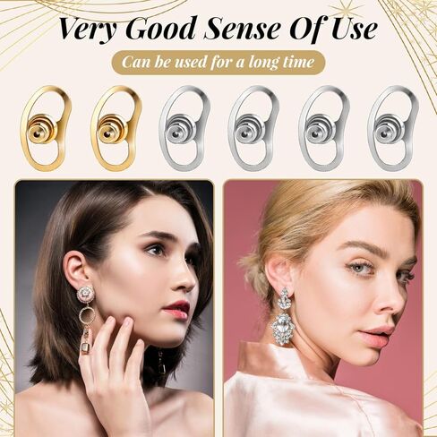 6 Pcs Earring Lifters Backs for Droopy Ears, Adjustable Secure Earring Lifters Backs for Heavy Earrings Locking Earring Replacement(4 Silver and 2 Gold) in Kuwait